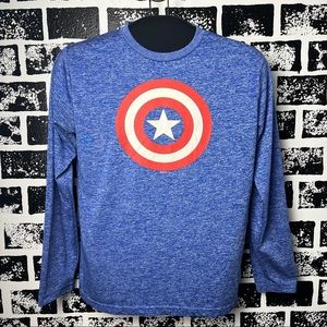 Marvel shirt blue Captain America Long sleeve shirt medium unisex